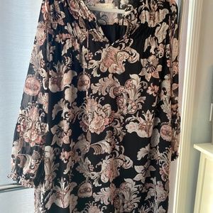 Dress, loft large, large floral black, grey, pink print